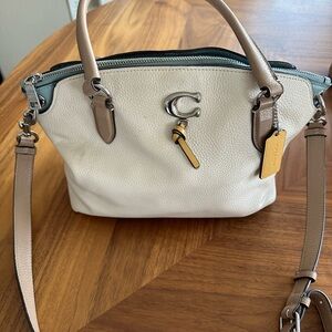 Coach Cream and Blue Leather Shoulder Bag / Tote